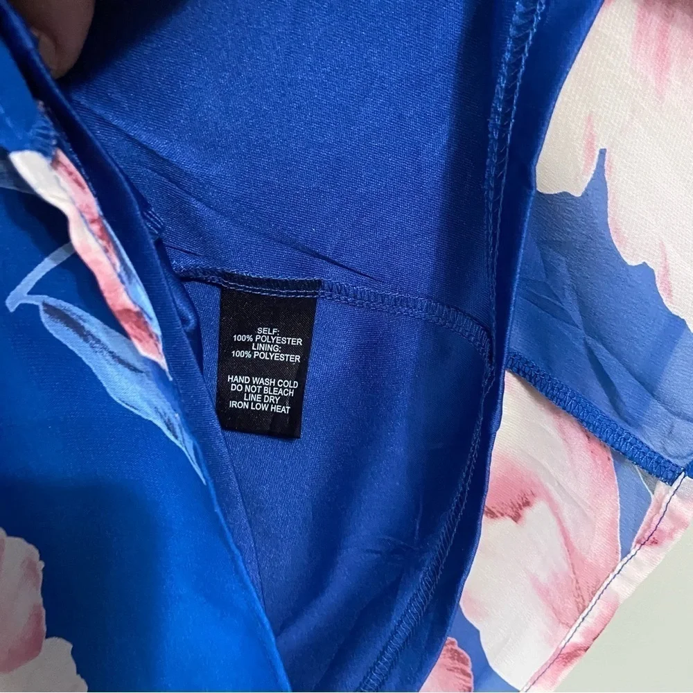 🆕 LULUS SZ XS Joyful Noise Denim Blue Floral Print Mini Dress - Picture 6 of 7